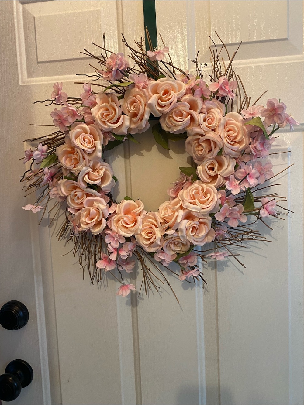 Peach & Pink Rose Floral Wreath